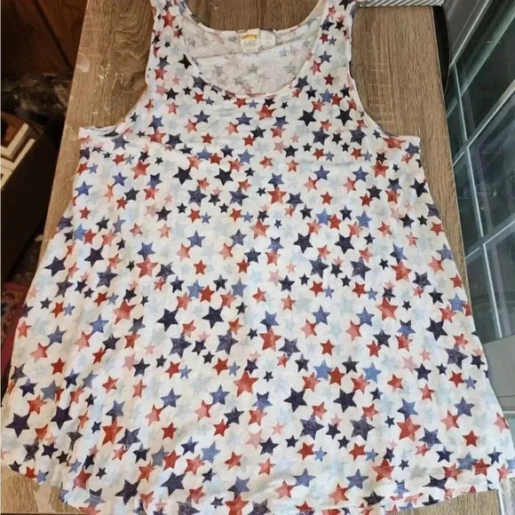 C&C California Linen Red White & Blue Stars Patriotic Tank Top Plus Size 1X 2X - Picture 3 of 7